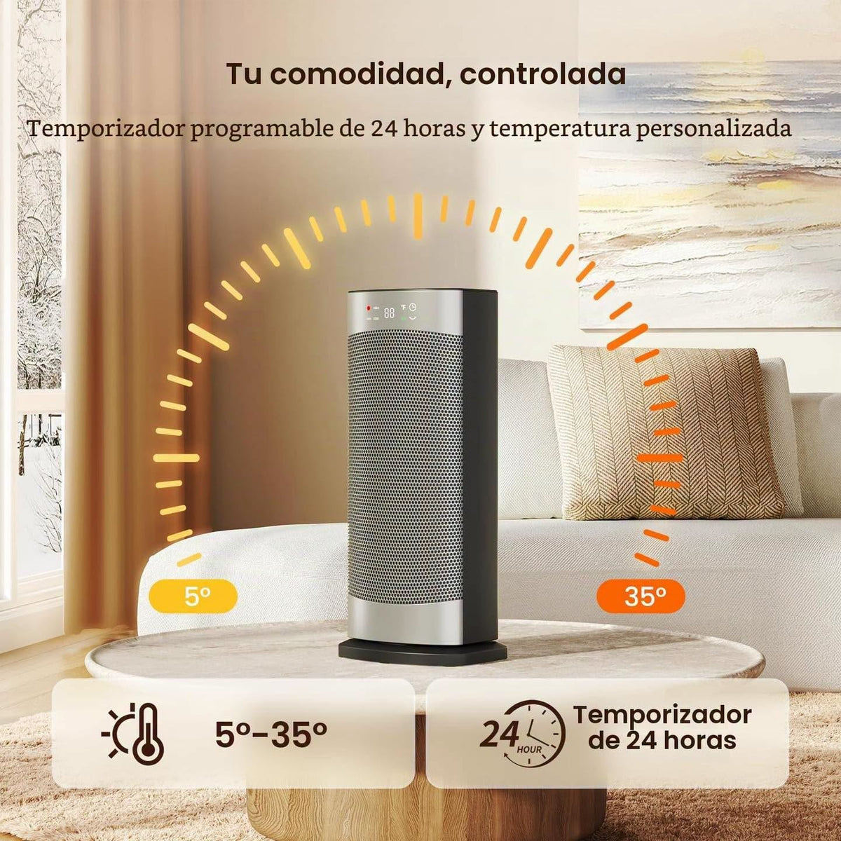 Calentador para ambiente oscilatorio con control remoto