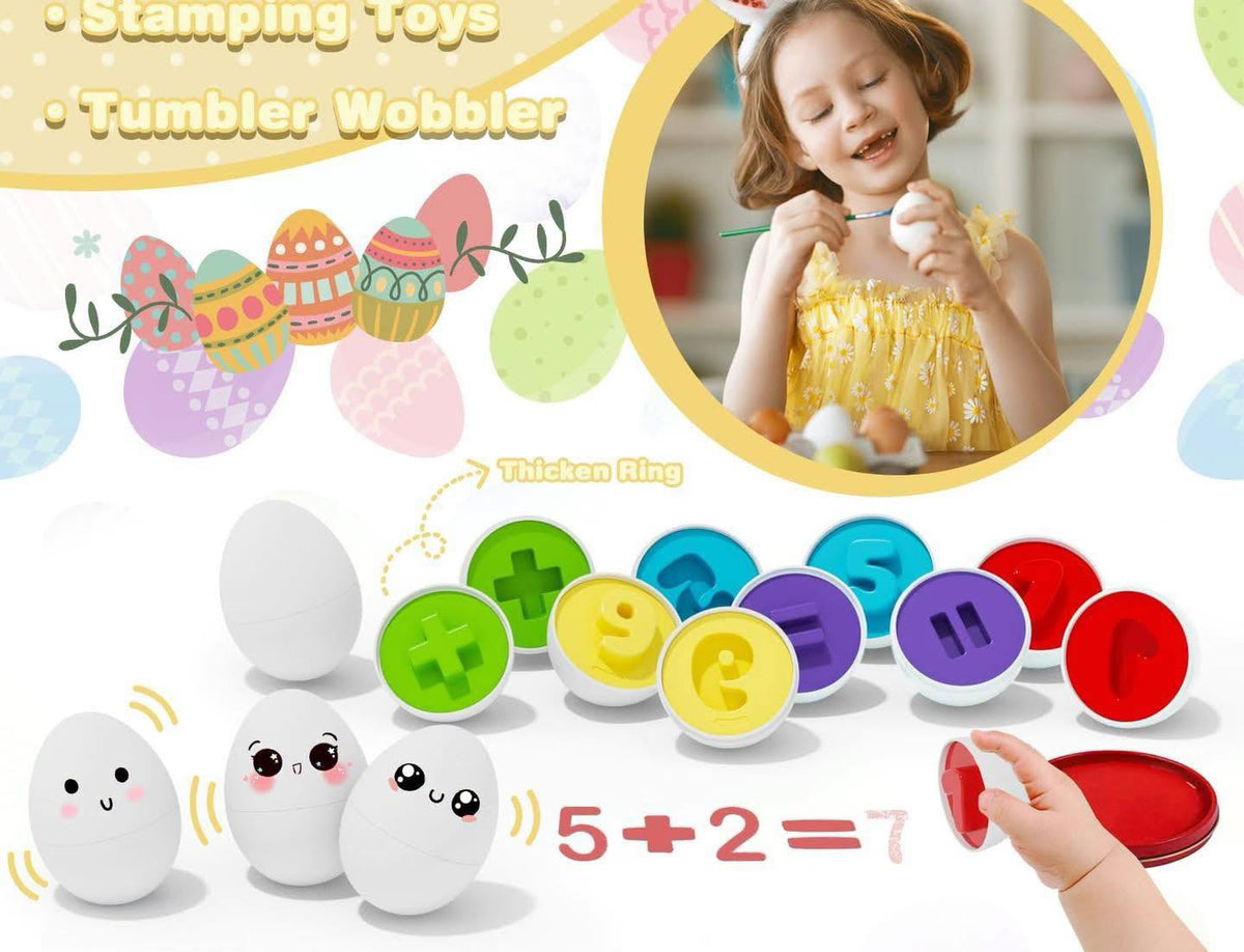 Gallina con 24 huevos para clasificar formas y figuras