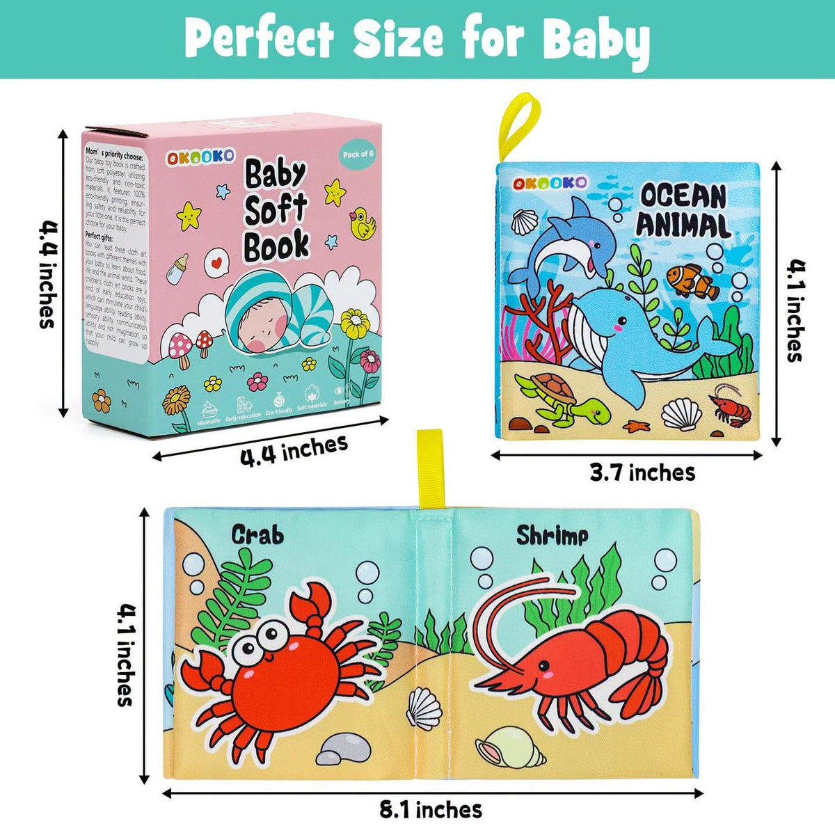 Set de 6 libros de tela suave para bebé 0+ meses!!