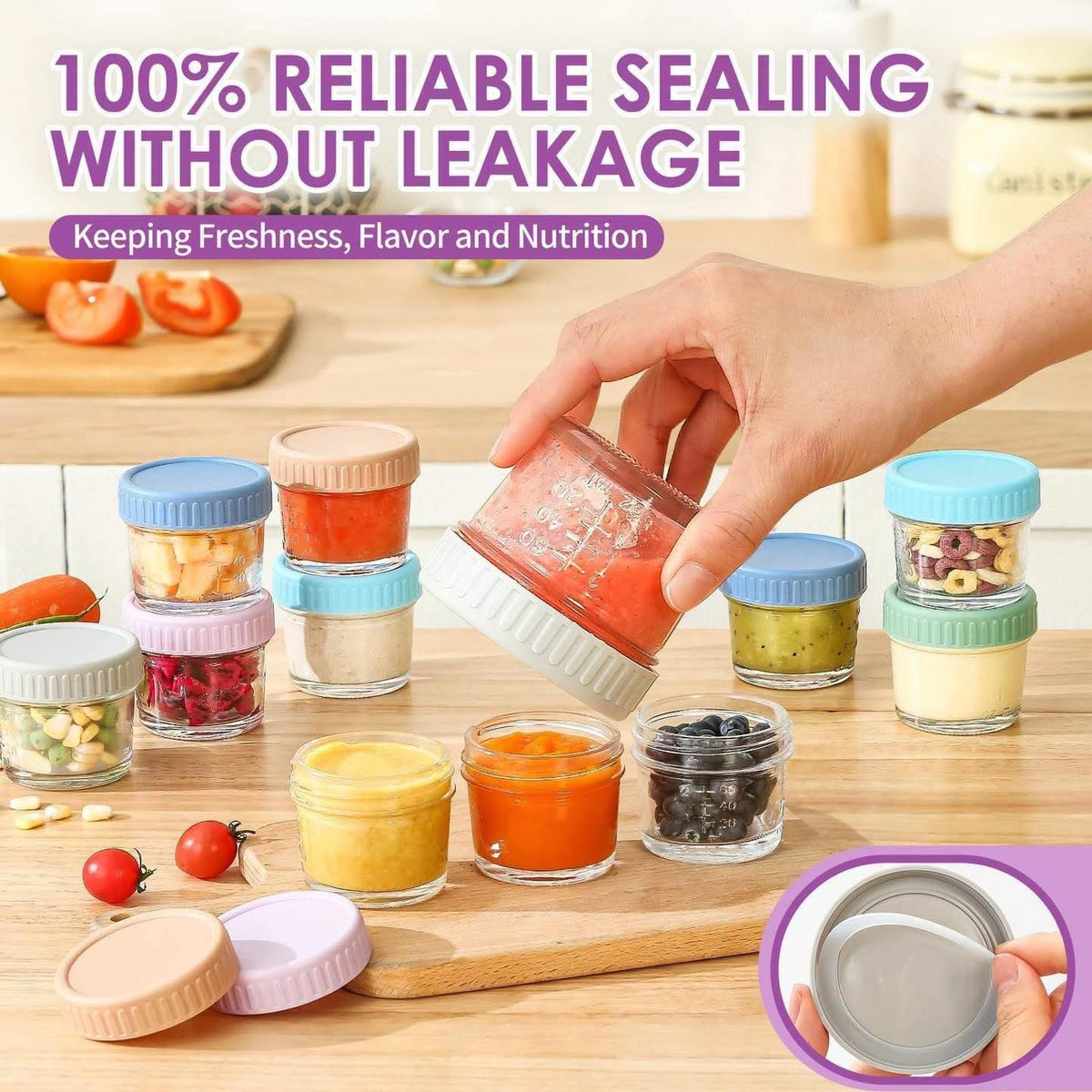 Recipientes de vidrio para alimentos de bebé de 4oz
