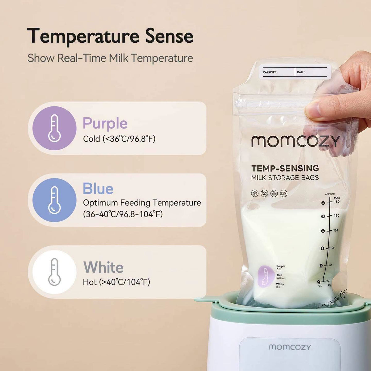 Paquete de 120 Bolsas para leche materna de 6oz Momcozy