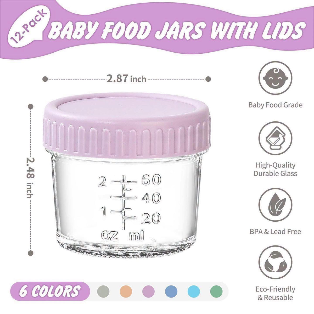 Recipientes de vidrio para alimentos de bebé de 4oz