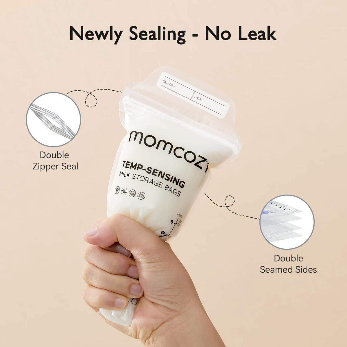 Paquete de 120 Bolsas para leche materna de 6oz Momcozy