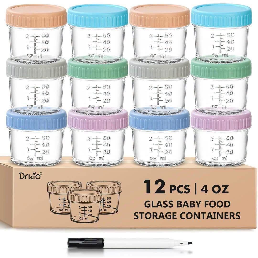 Recipientes de vidrio para alimentos de bebé de 4oz