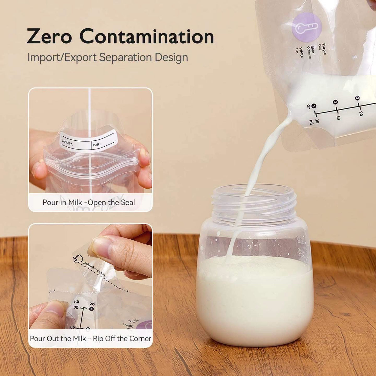 Paquete de 120 Bolsas para leche materna de 6oz Momcozy