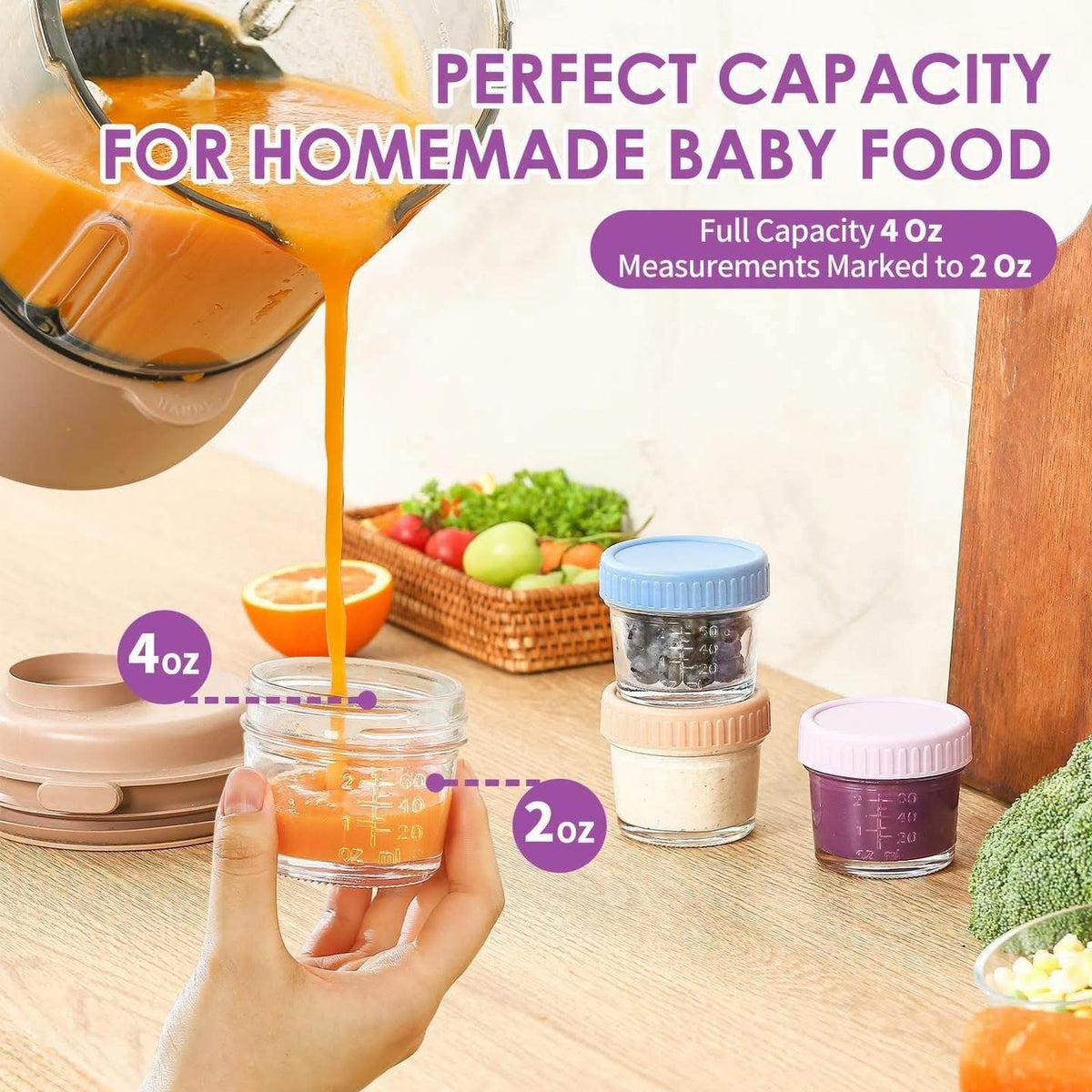 Recipientes de vidrio para alimentos de bebé de 4oz