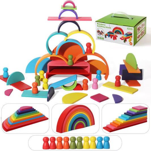 Set arcoiris de madera estilo Montessori 45 piezas