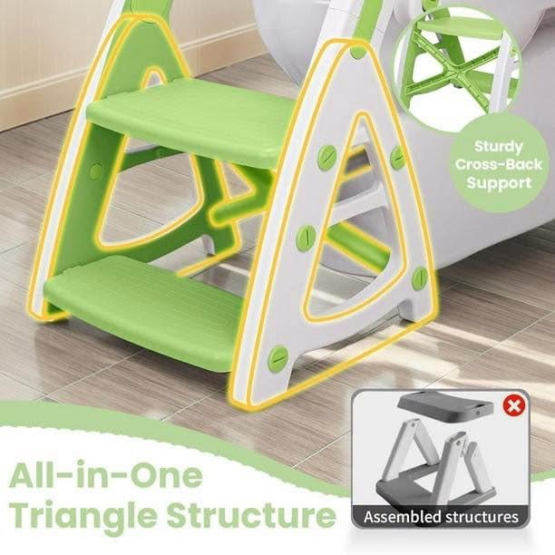 Asiento para inodoro con taburete 2 en 1, plegable