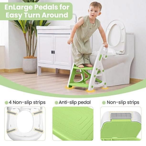 Asiento para inodoro con taburete 2 en 1, plegable