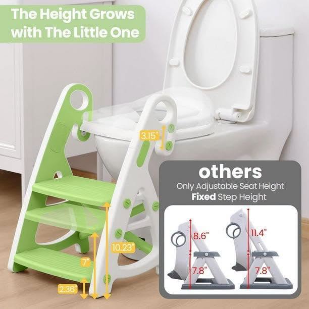 Asiento para inodoro con taburete 2 en 1, plegable