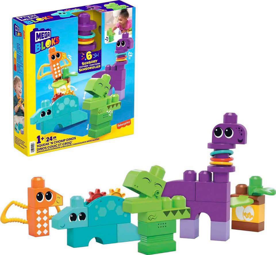 Set de 24 bloques de construcción Megablocks con actividades sensoriales para niños 12+ meses!