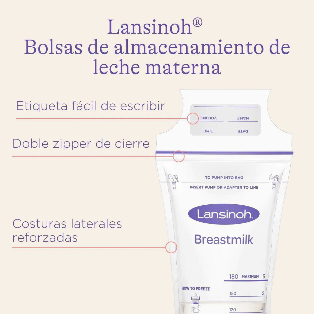 Bolsas Lansinoh para almacenar leche materna