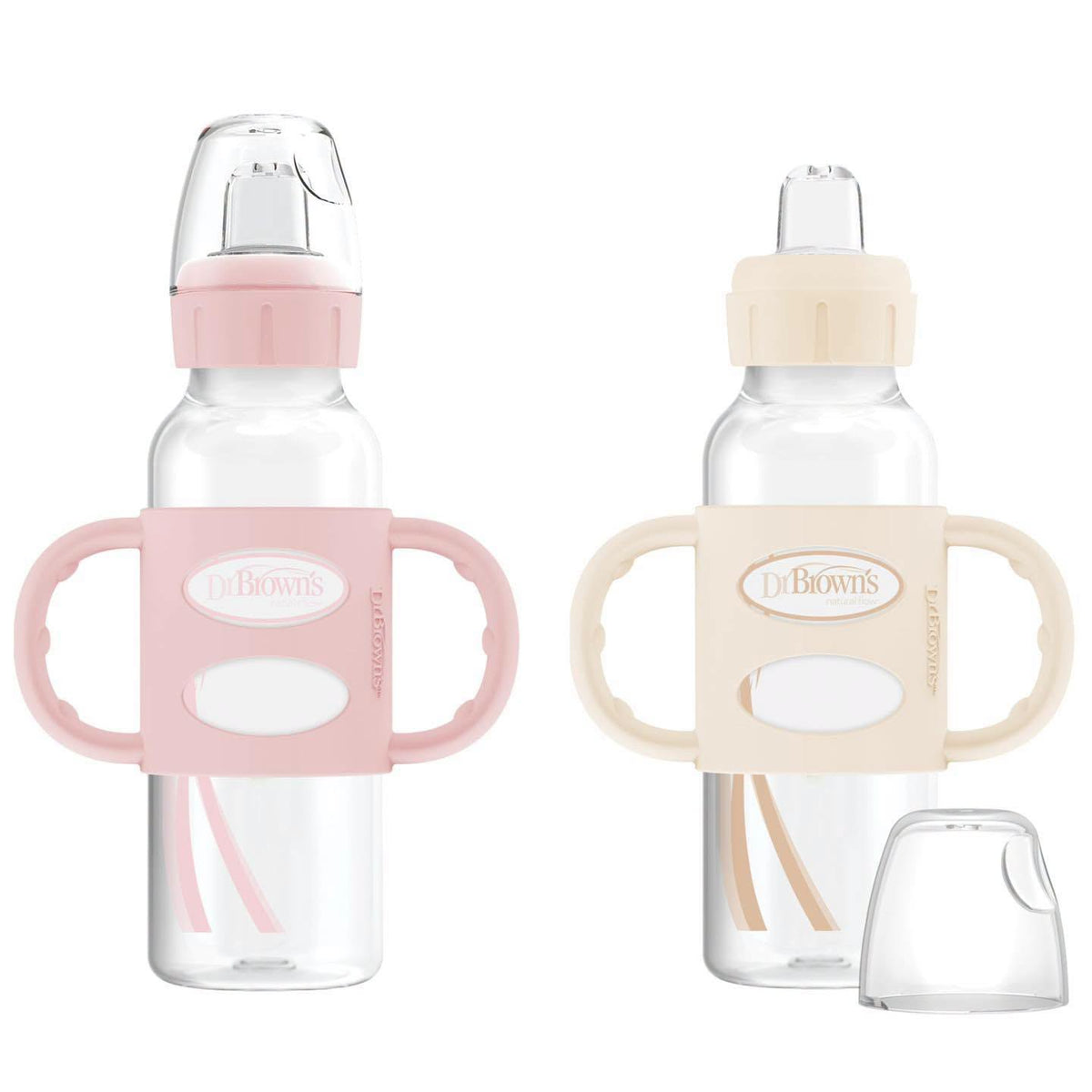 Chupones de transición con agarraderas de silicon DrBrowns 8oz!!