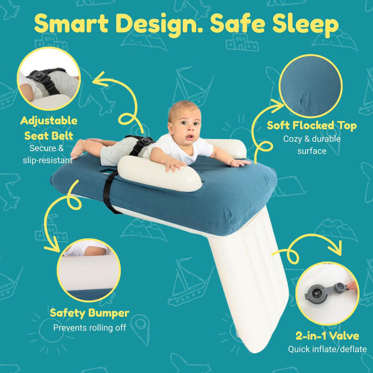 Cama inflable extensible para asientos de avión!!