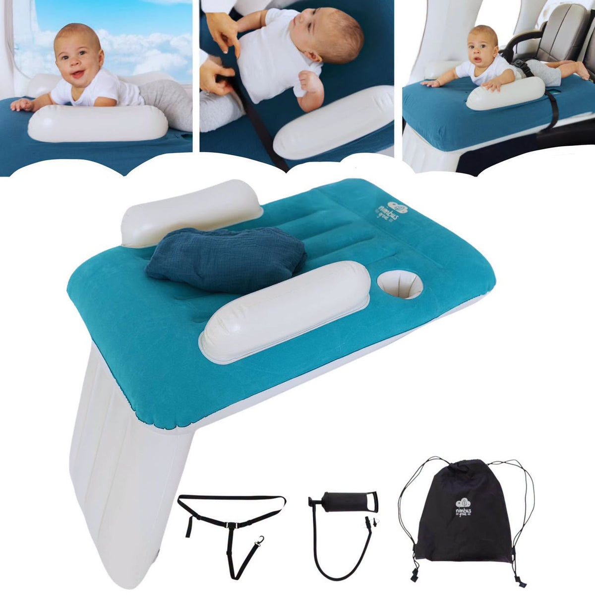 Cama inflable extensible para asientos de avión!!