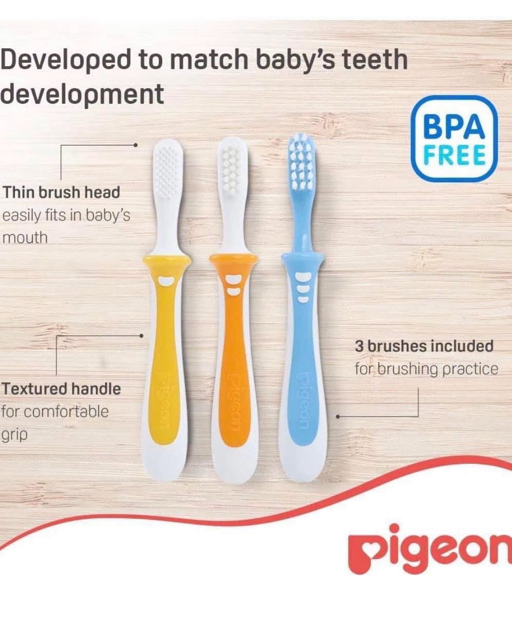 Set de 3 cepillos de dientes de entrenamiento Pigeon