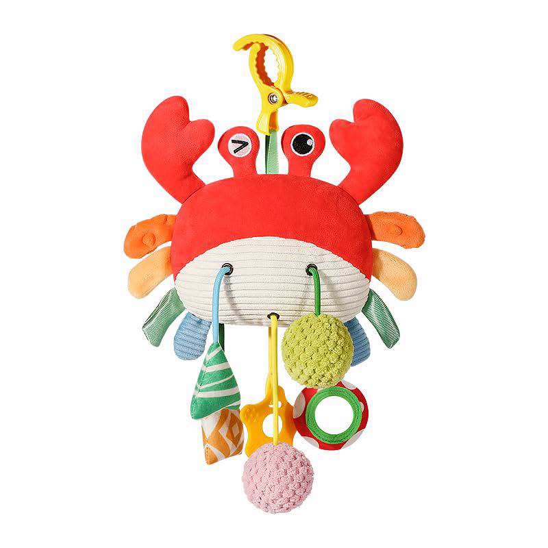 Cangrejo de peluche sensorial para colgar en portabebe, cuna o más
