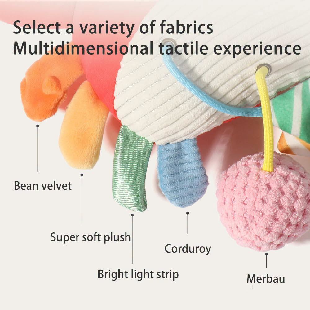 Cangrejo de peluche sensorial para colgar en portabebe, cuna o más