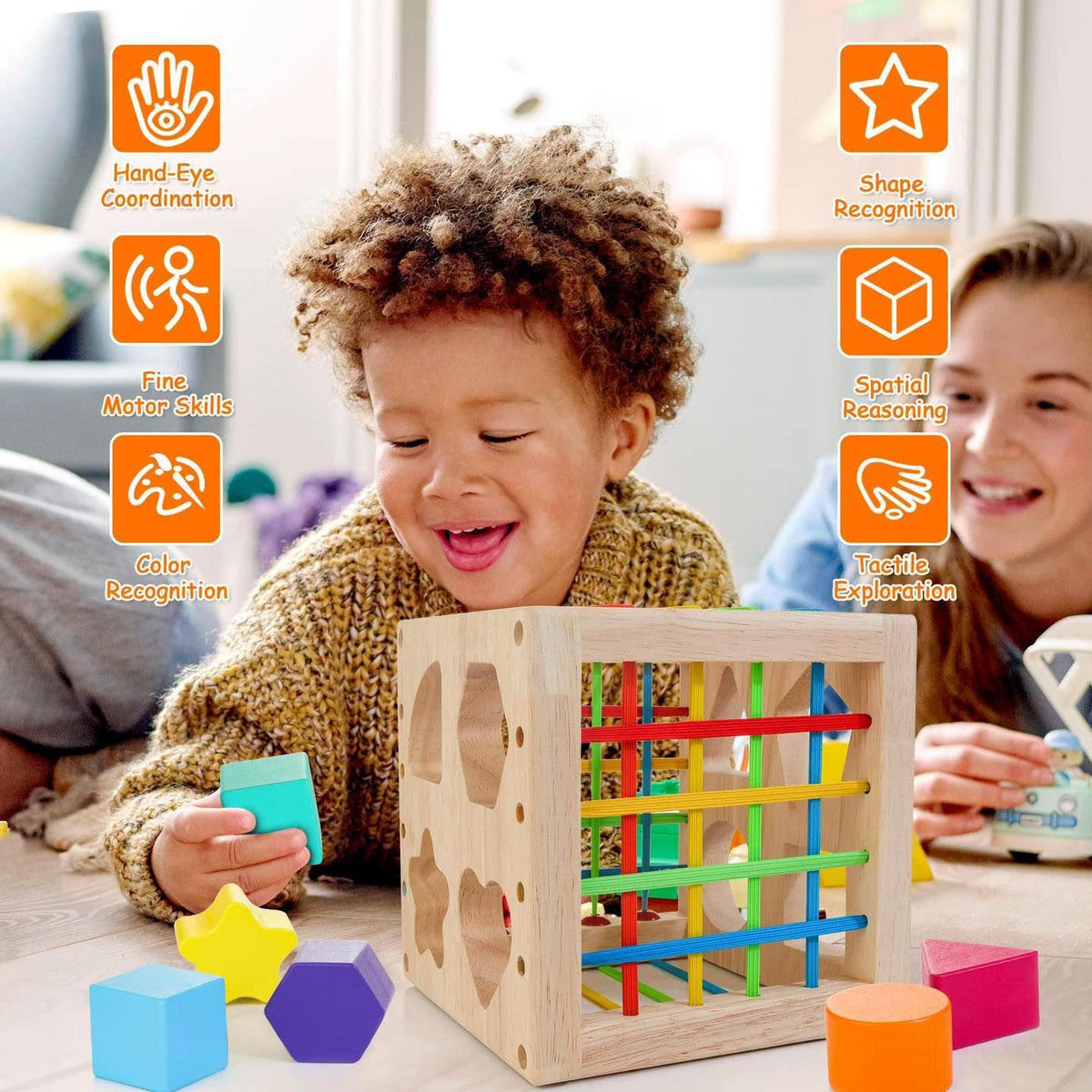 Cubo de madera clasificador Montessori 12+ meses!!