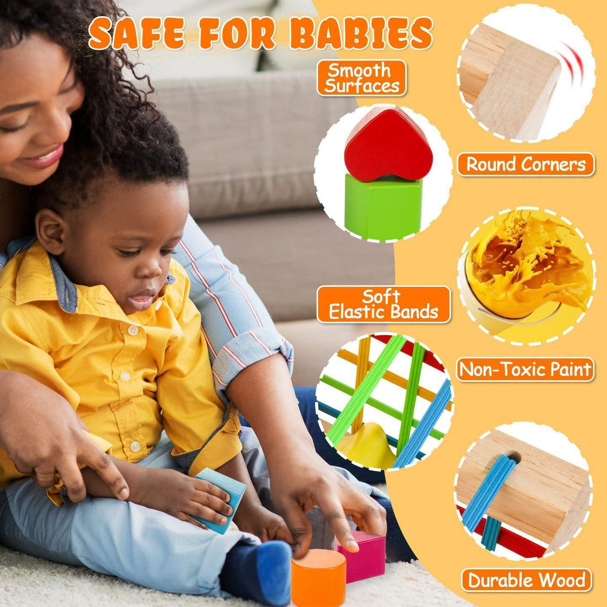 Cubo de madera clasificador Montessori 12+ meses!!