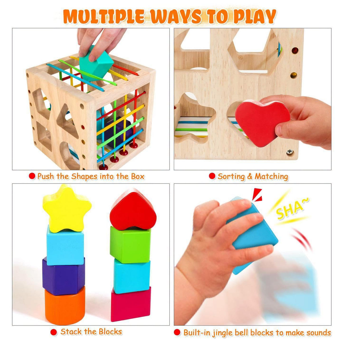 Cubo de madera clasificador Montessori 12+ meses!!