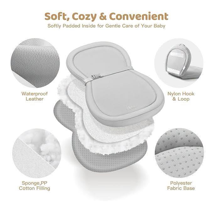 Almohada cambiador impermeable de cuero vegano y plegable