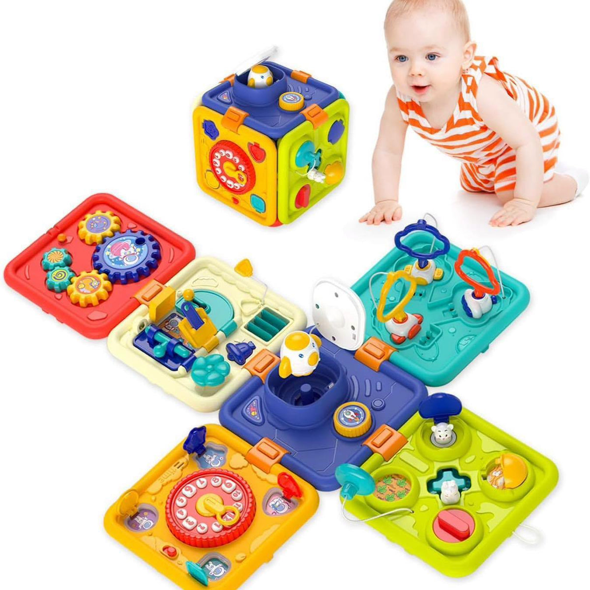 Cubo interactivo 6 en 1, para usar como cubo o como tablero