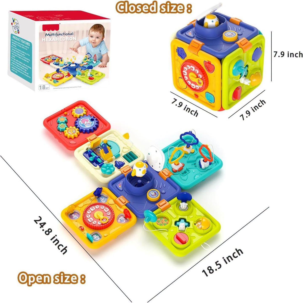 Cubo interactivo 6 en 1, para usar como cubo o como tablero