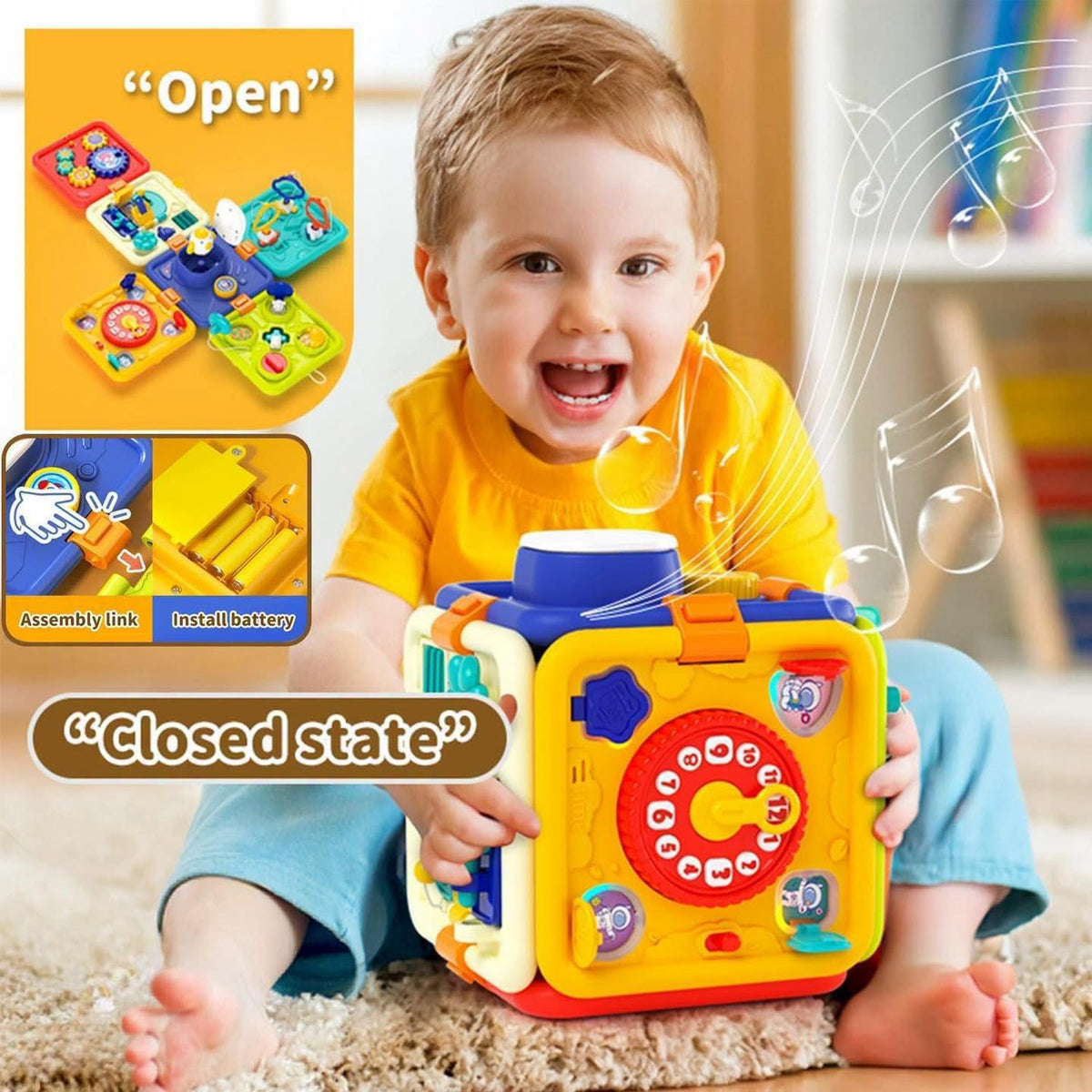 Cubo interactivo 6 en 1, para usar como cubo o como tablero