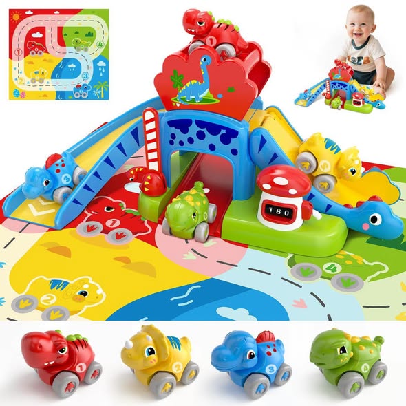 Mini pista para carritos de dinosaurios 12+ meses