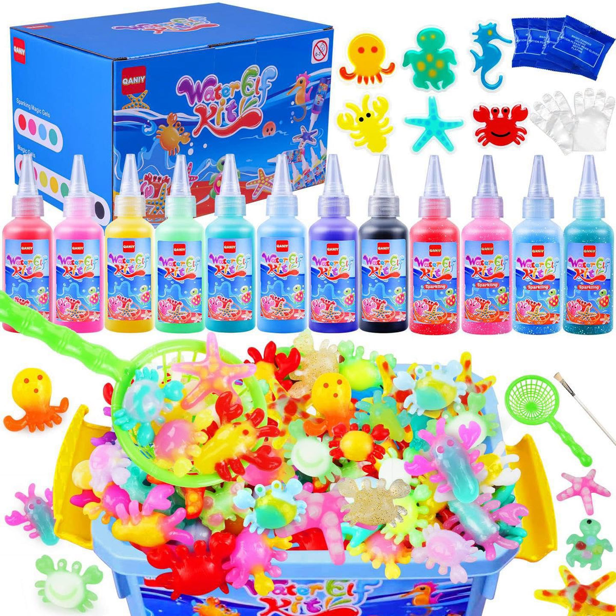Kit magic water elf para hacer squishies con 12 geles, promueve el juego independiente