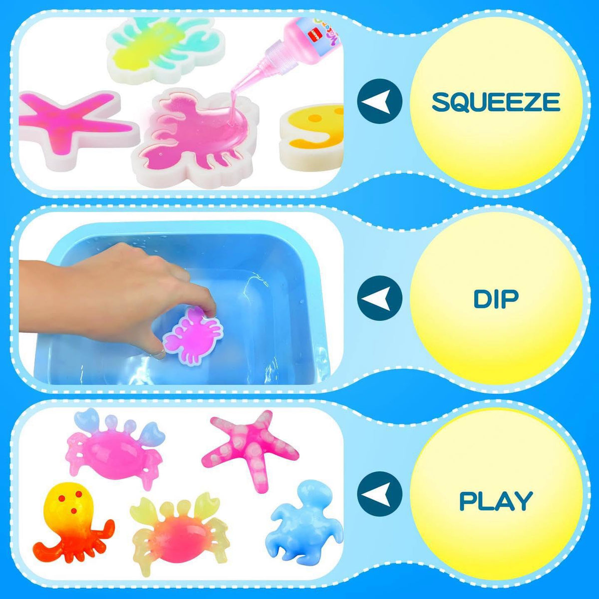 Kit magic water elf para hacer squishies con 12 geles, promueve el juego independiente