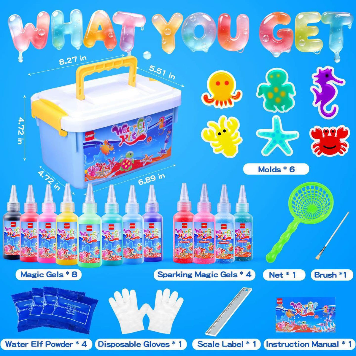 Kit magic water elf para hacer squishies con 12 geles, promueve el juego independiente