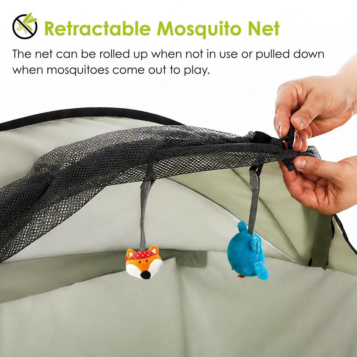 Corral plegable con toldo y techo contra rayos UV