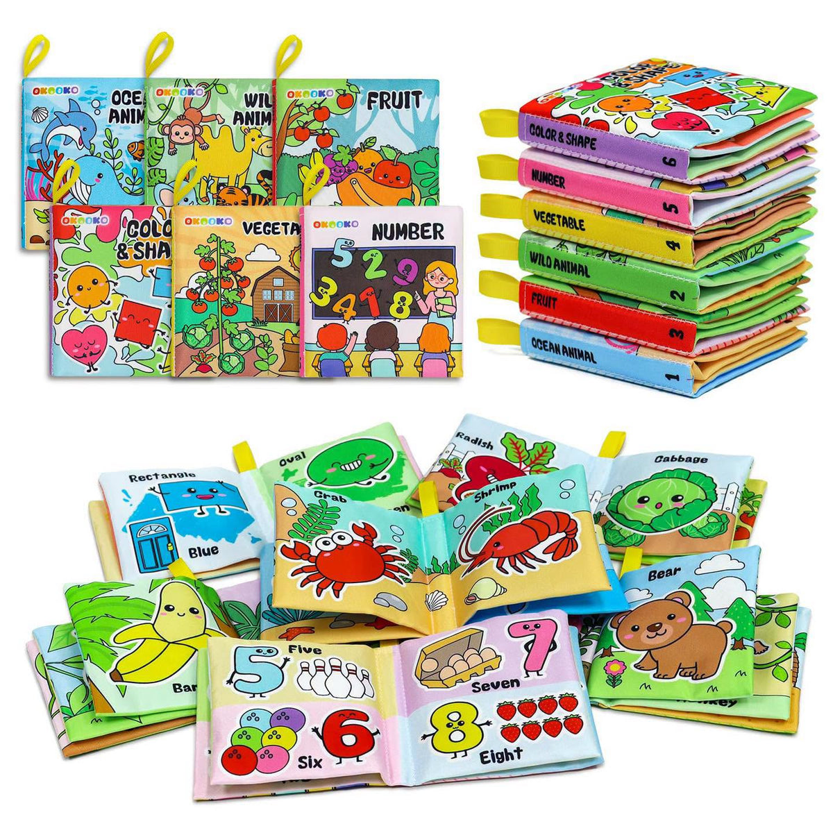 Set de 6 libros de tela suave para bebé 0+ meses!!