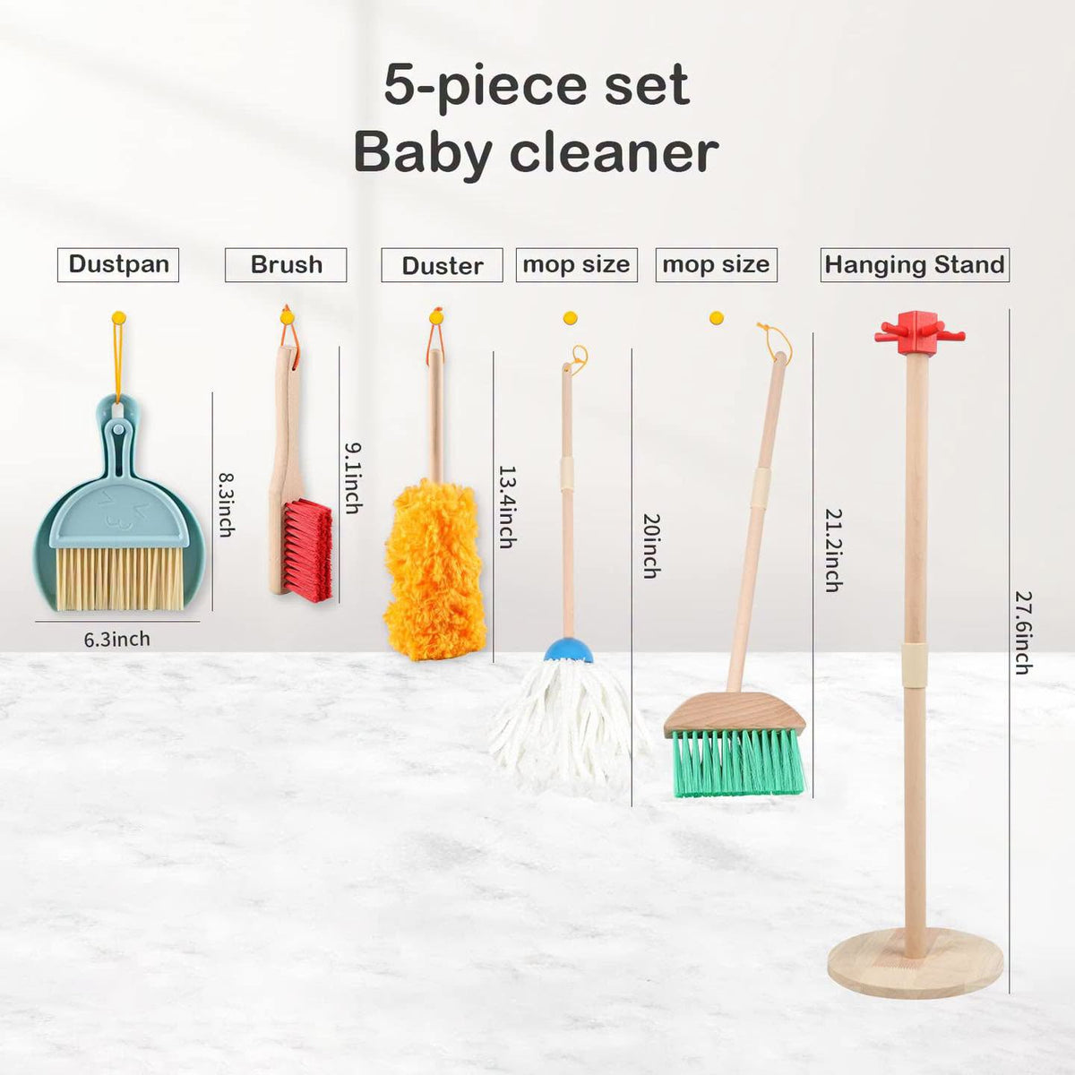 Set de limpieza de madera de 7 piezas
