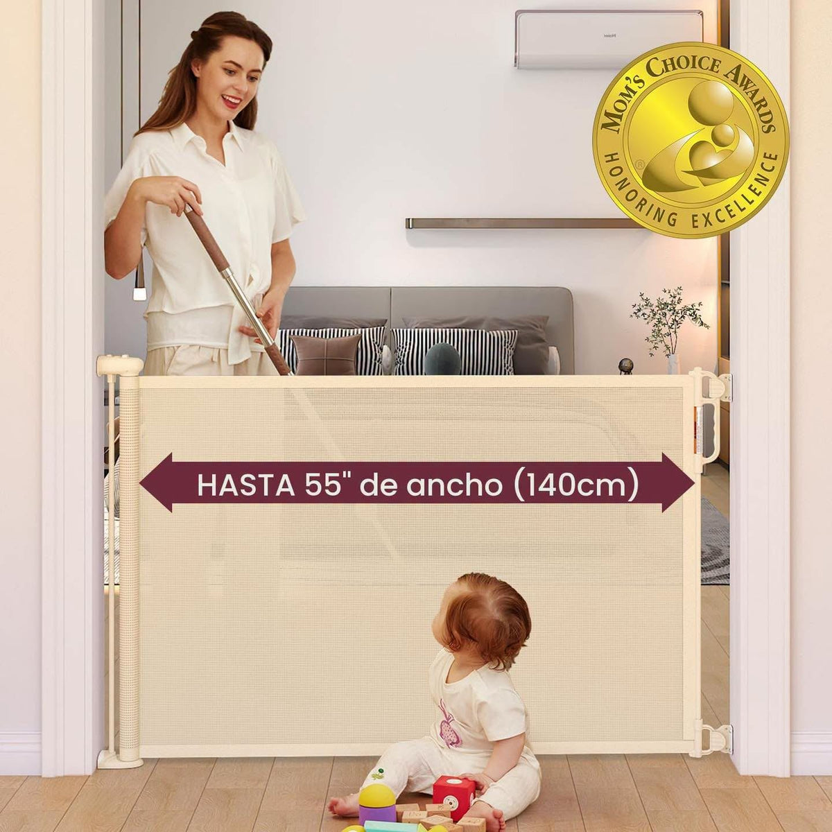 Baranda retráctil Momcozy para seguridad de bebés hasta 140 cm!!