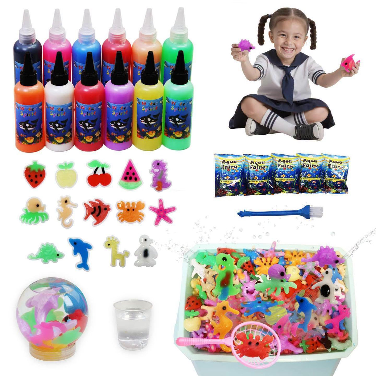 Jueguete para desarrollar la creatividad Magic Water Elf kit con 12 geles, promueve el juego independiente