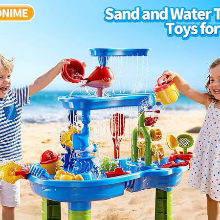 Mesa de juego de agua y arena de tres niveles para niños