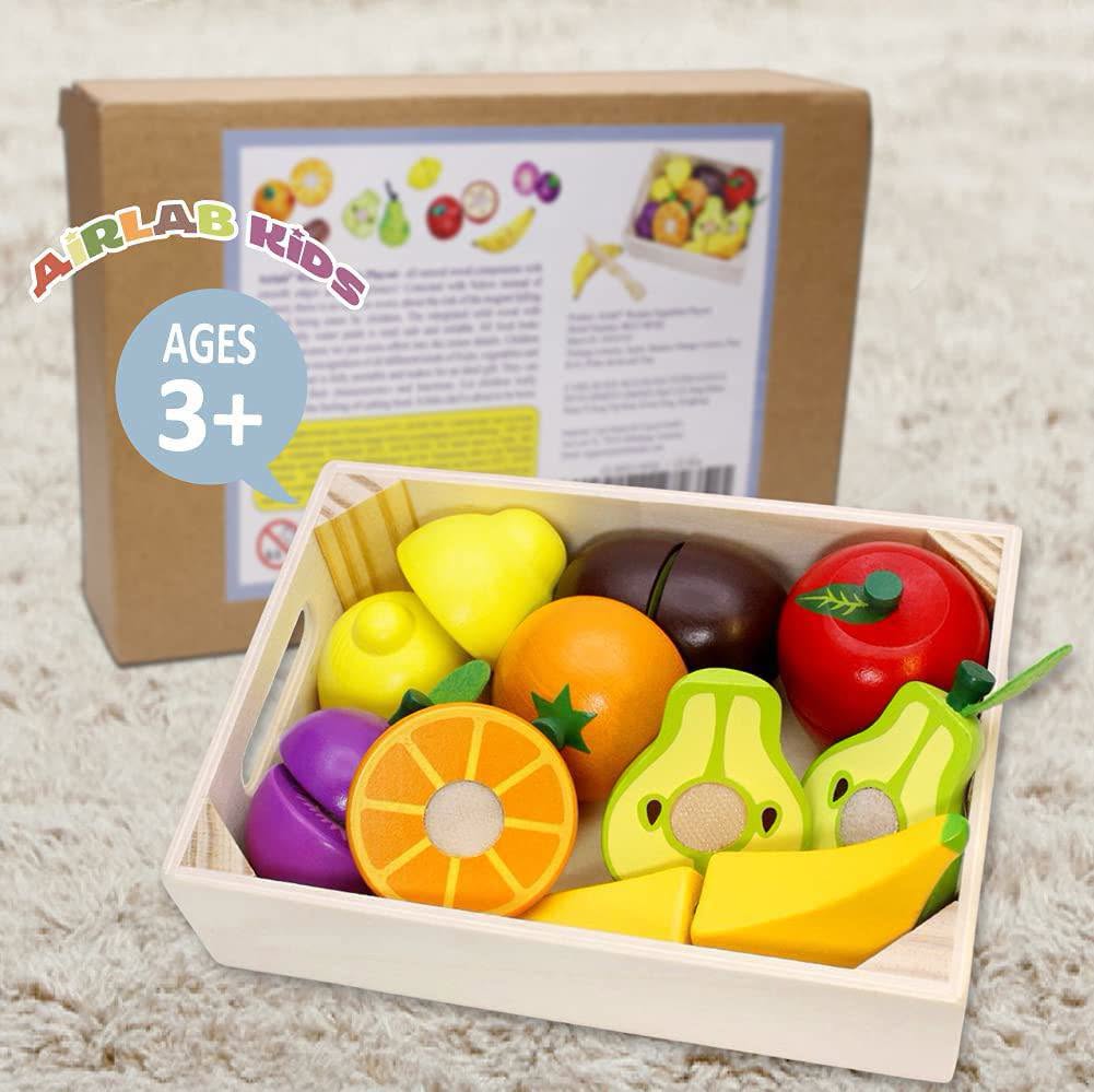 Set de canasta de frutas para partir en mitades de madera!!!