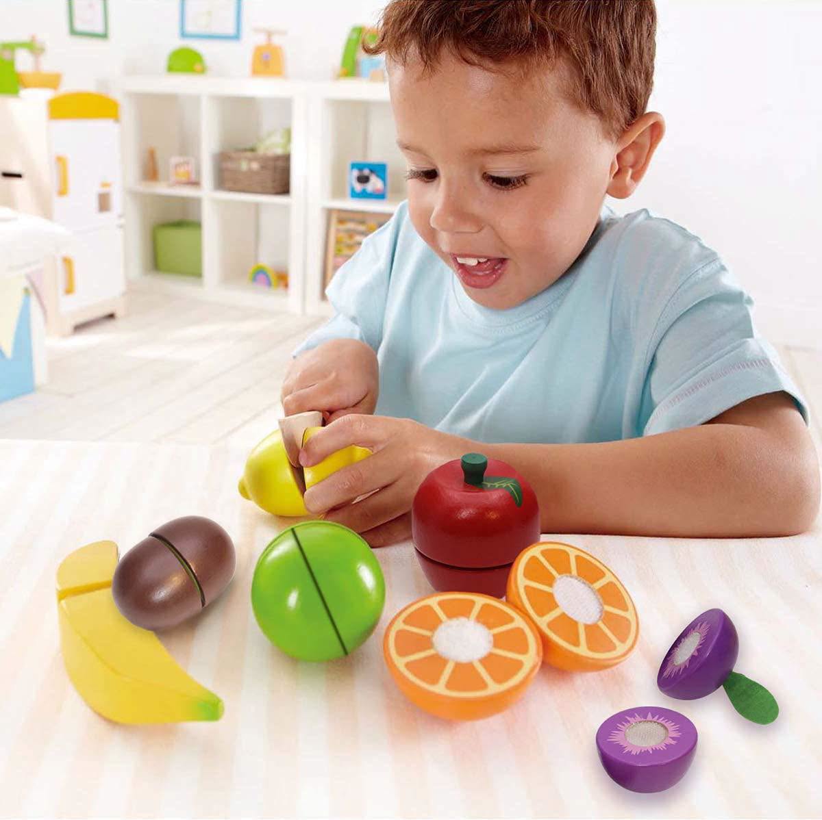 Set de canasta de frutas para partir en mitades de madera!!!