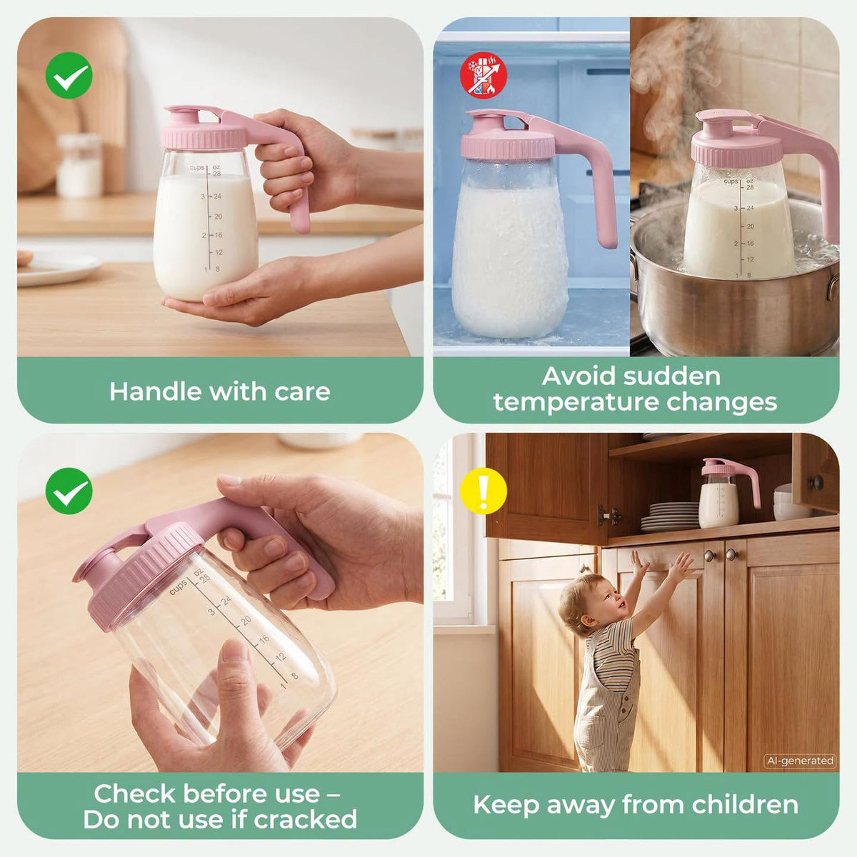 Pichel de vidrio para almacenamiento de Leche Materna o formula Momcozy