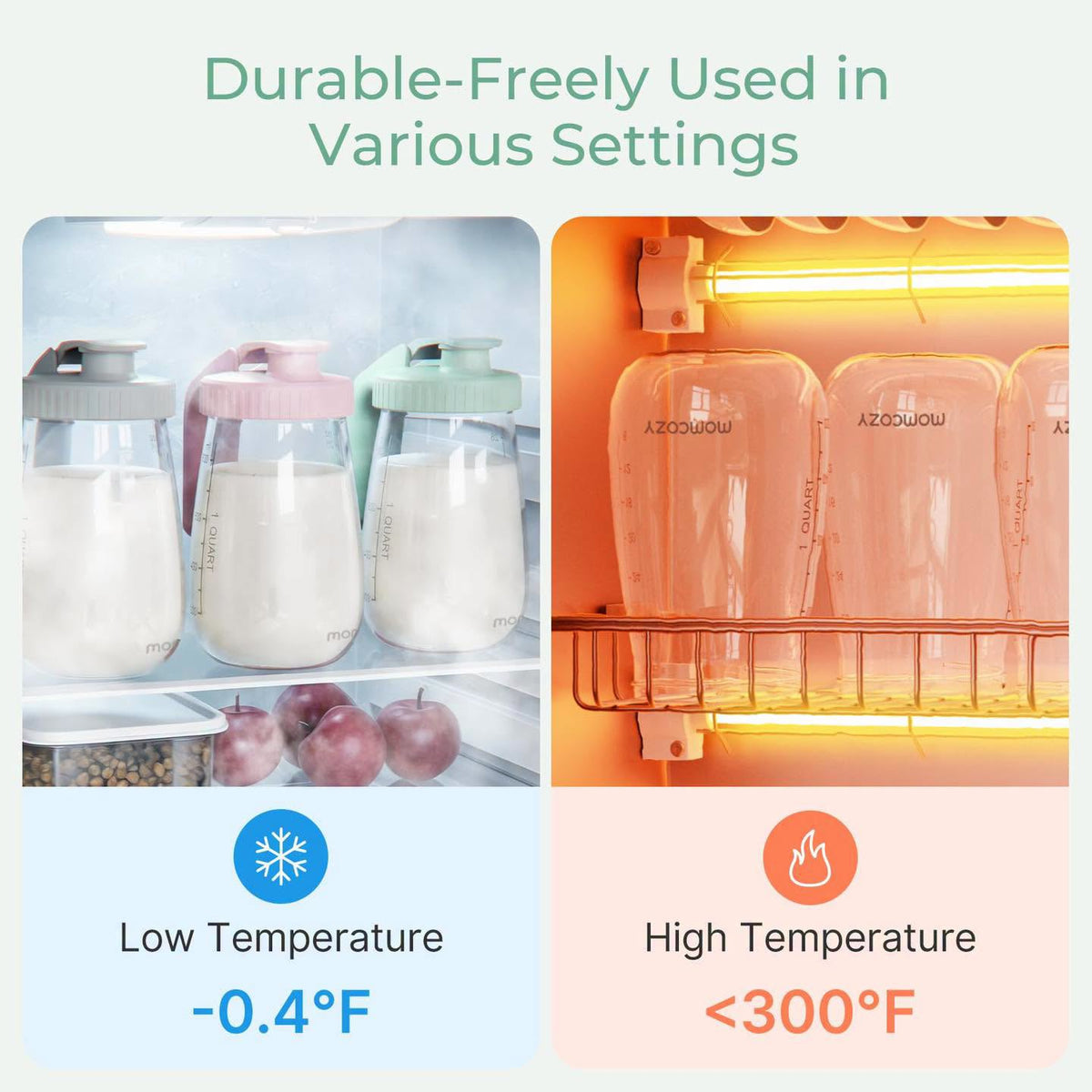 Pichel de vidrio para almacenamiento de Leche Materna o formula Momcozy