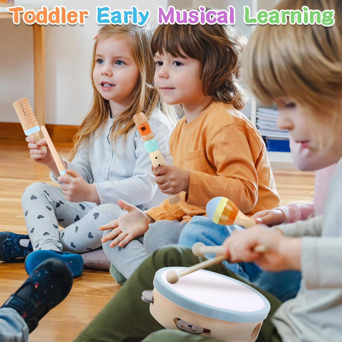 Set de instrumentos musicales de madera estilo Montessori 12 piezas