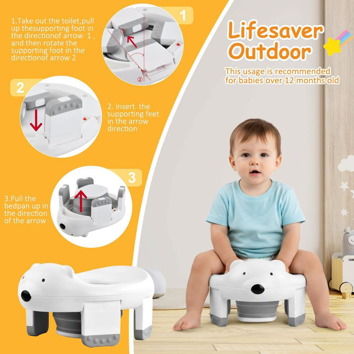 Asiento inodoro portátil 3 en 1 para niños!!