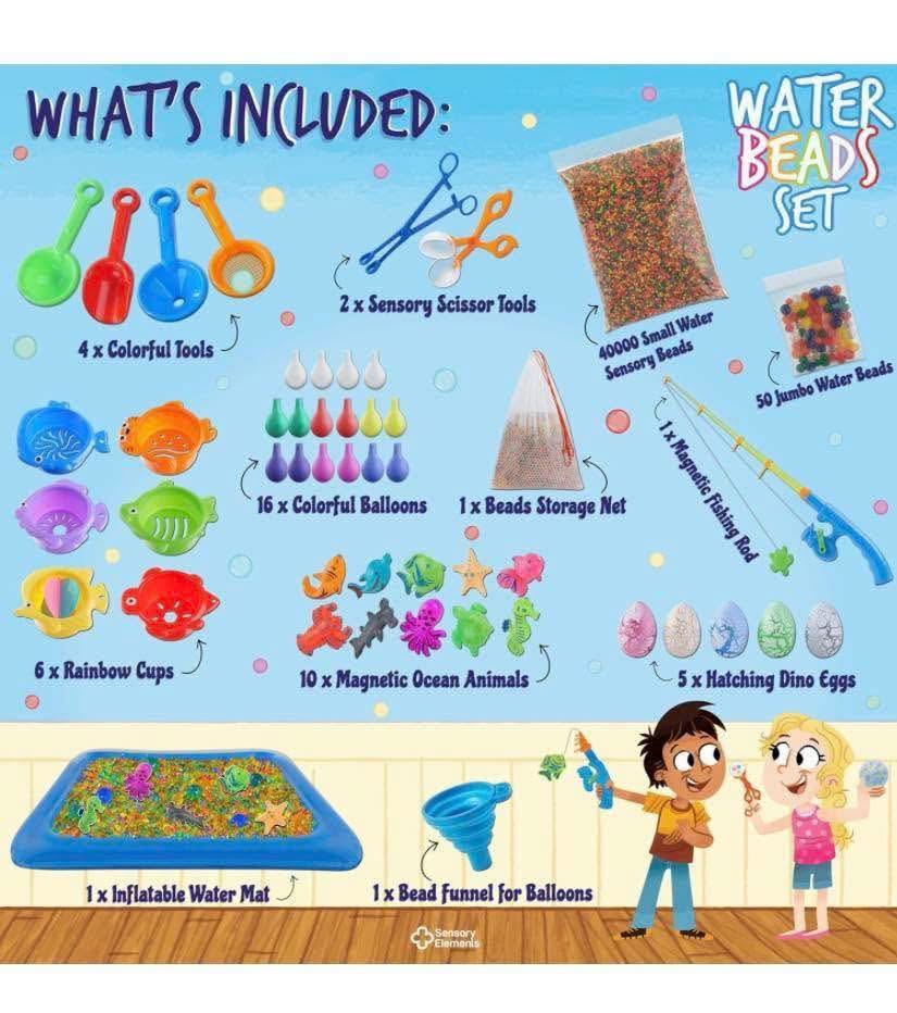 Juego sensorial de perlas de agua con accesorios