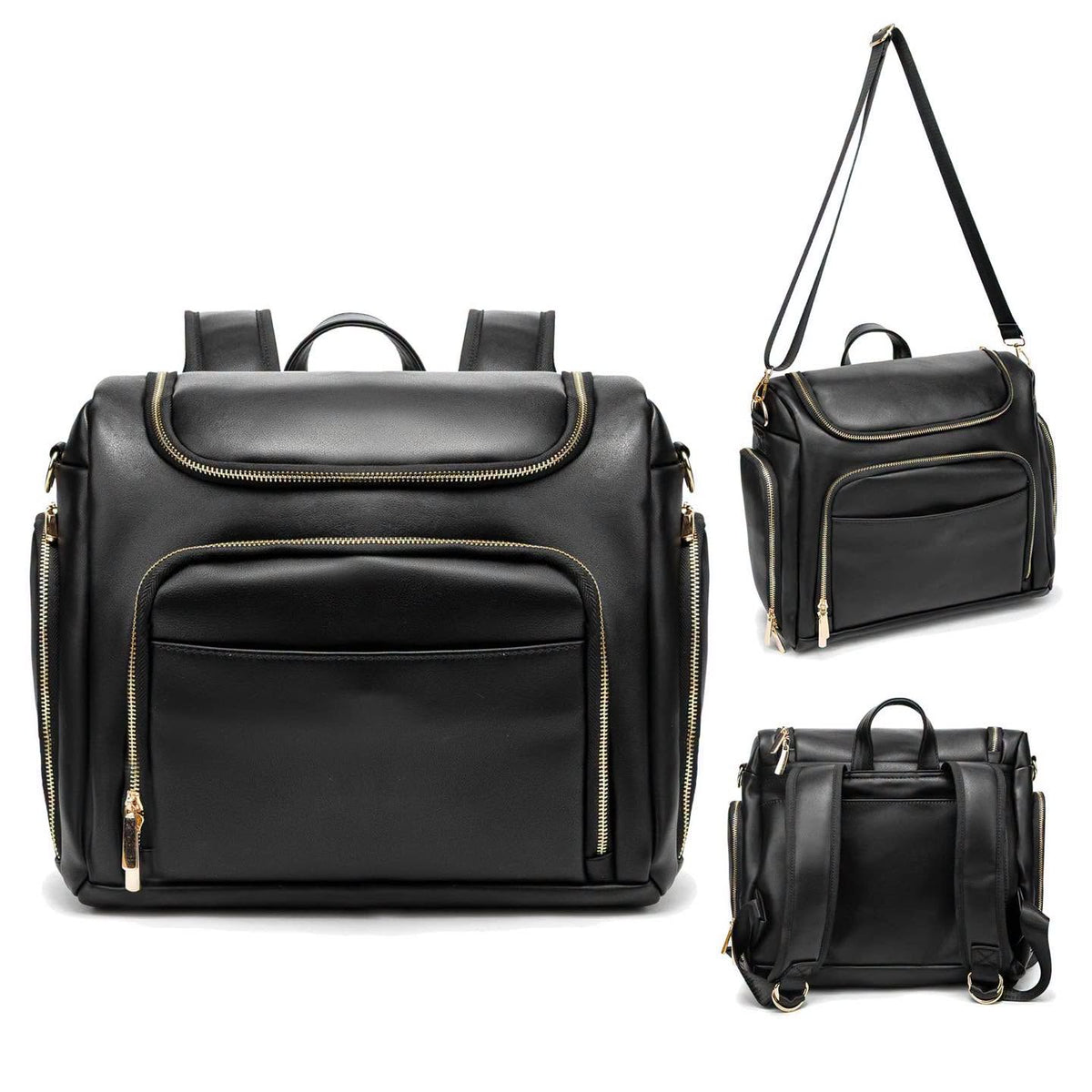 Pañalera de cuero PU estilo mochila o estilo bolso 2 en 1