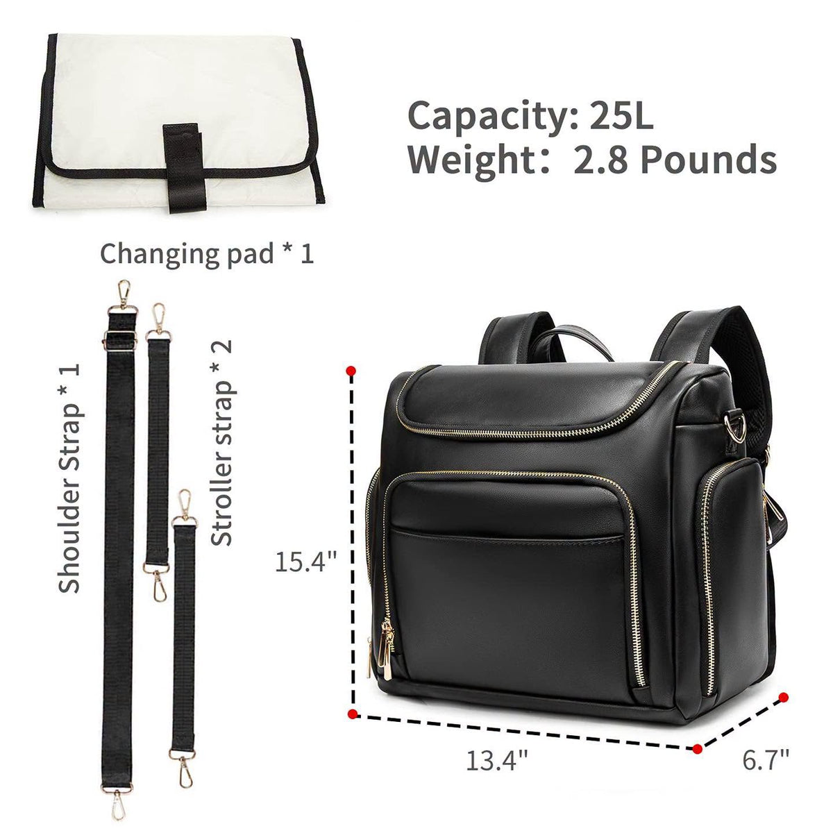 Pañalera de cuero PU estilo mochila o estilo bolso 2 en 1