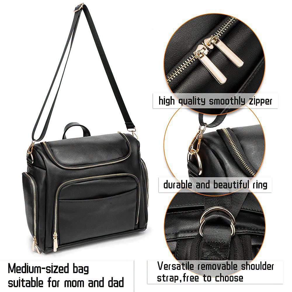 Pañalera de cuero PU estilo mochila o estilo bolso 2 en 1