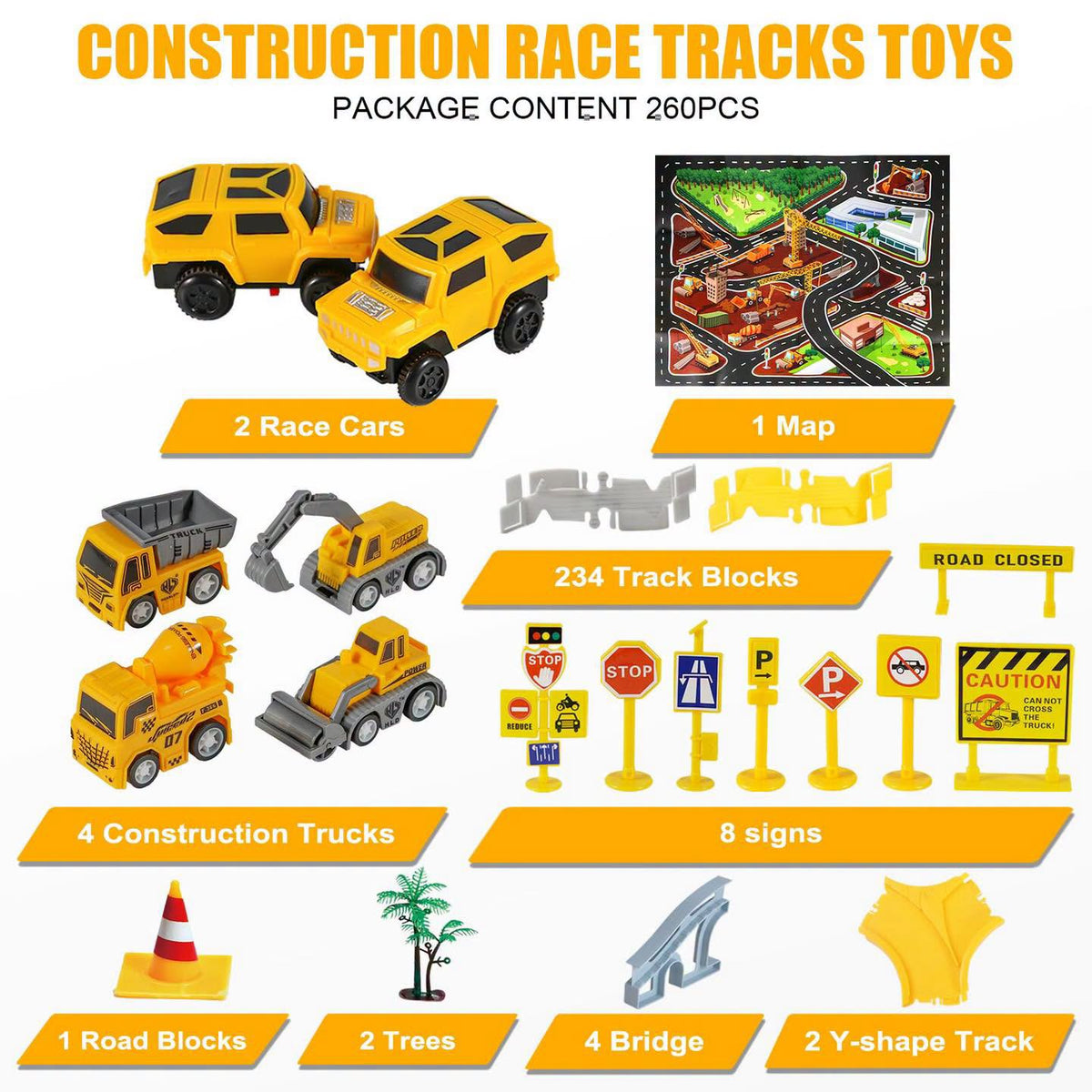 Pista de construcción con 260 piezas